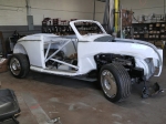White classic car side view custom exhaust, AZ Scottsdale
